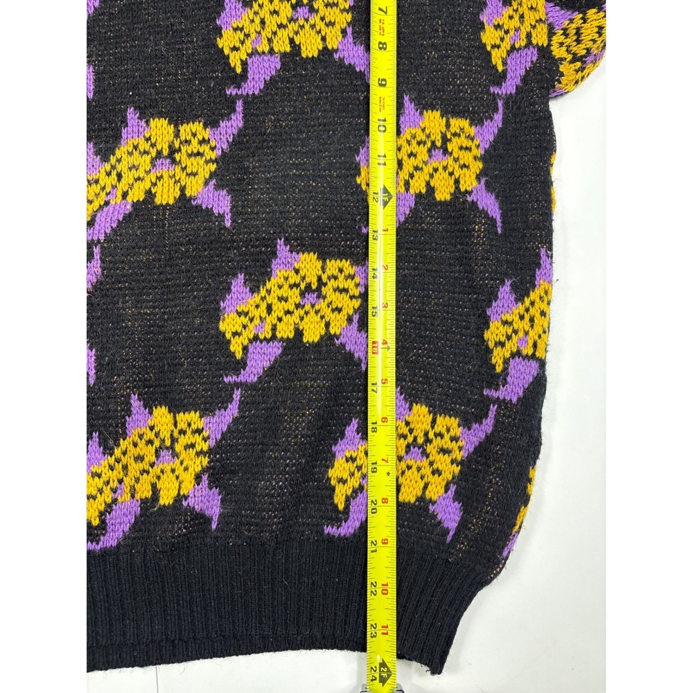 Vintage Triangle Knit Sweater Pants Set Womens‎ M Black Purple Yellow - Picture 5 of 14